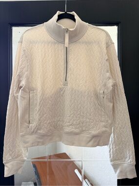 lululemon athletica Cream  Engineered Warmth Cable-Knit Half-Zip Pullover
